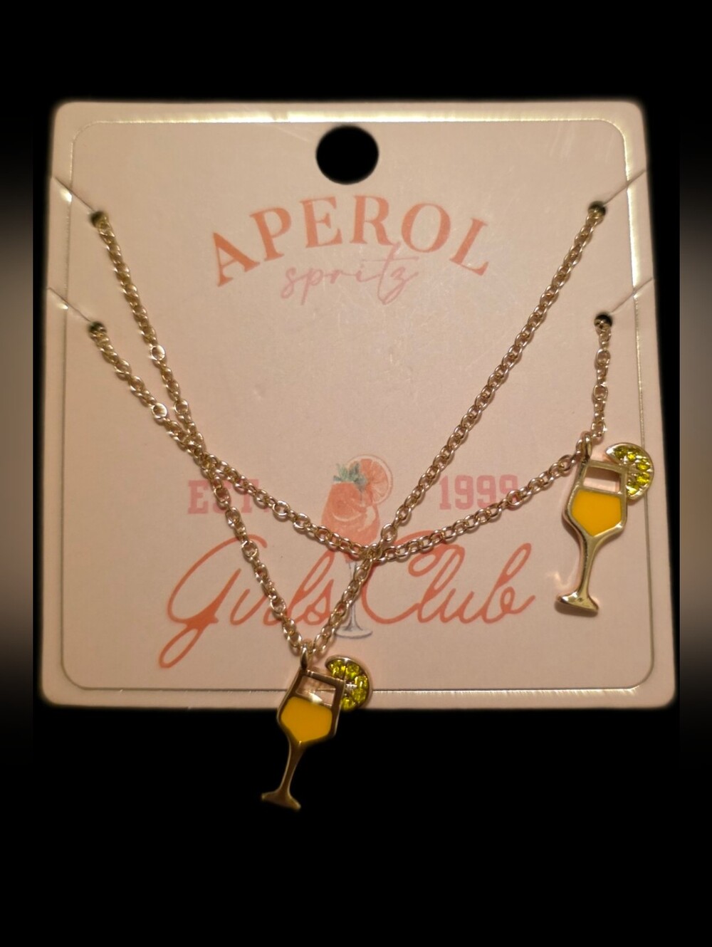 Yellow Cocktail Pendant Necklace Set
